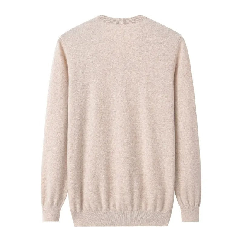 Pull pour homme en maille fine beige clair à col en V