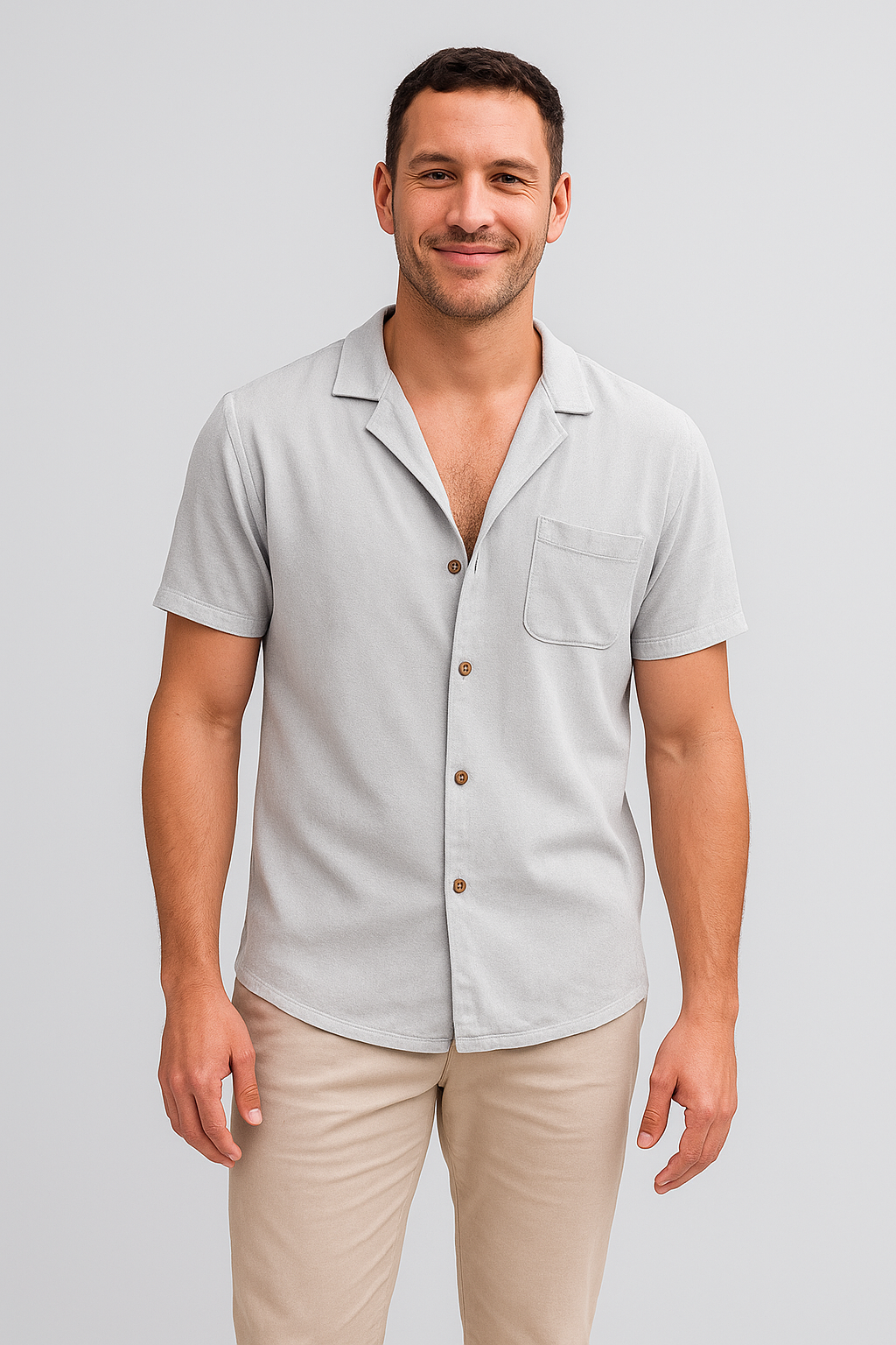 Chemise à manches courtes pour homme - gris clair