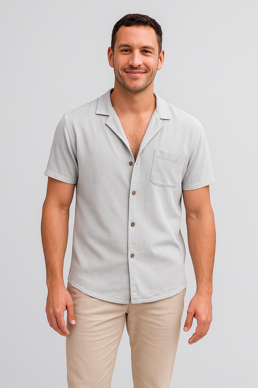 Chemise à manches courtes pour homme - gris clair
