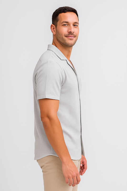 Chemise à manches courtes pour homme - gris clair