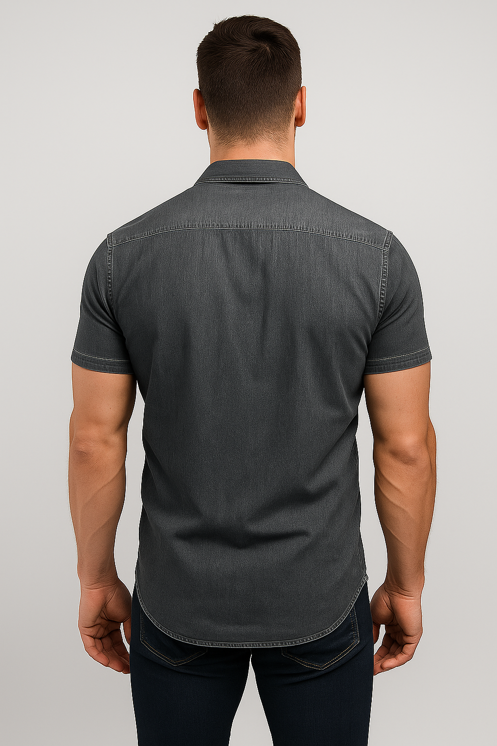 Chemise en denim à manches courtes pour homme