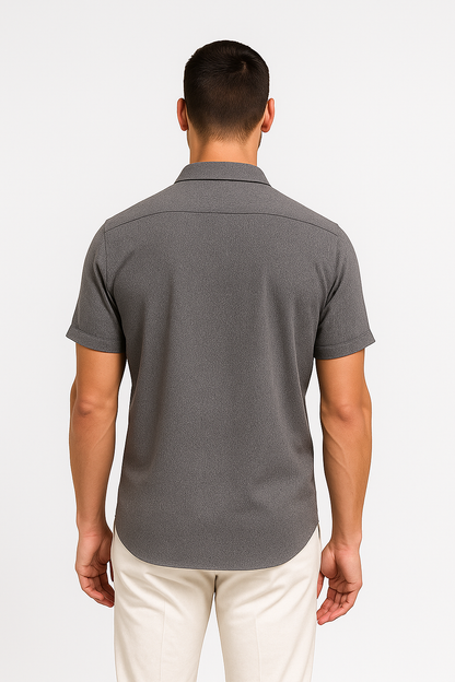 Chemise homme à manches courtes avec col classique – Gris foncé