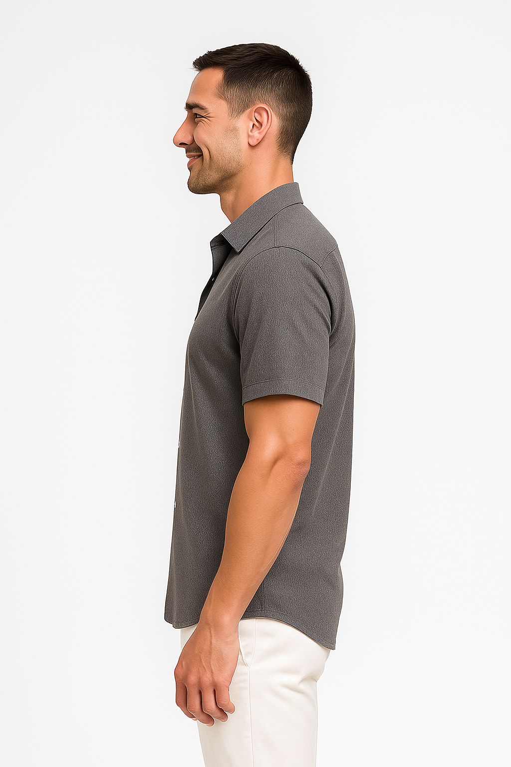 Chemise droite pour homme en gris uni