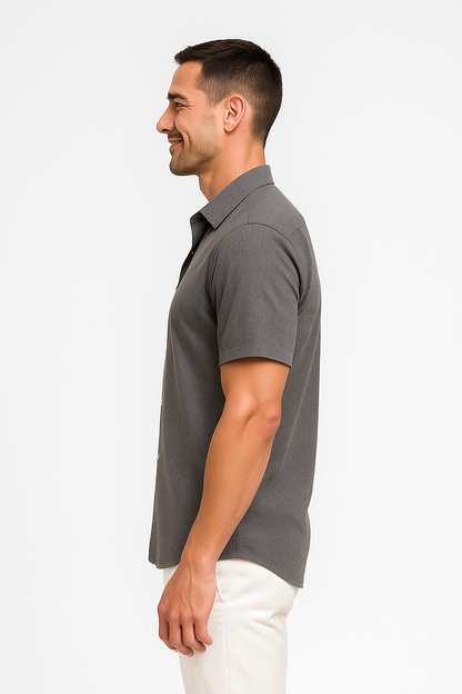 Chemise droite pour homme en gris uni