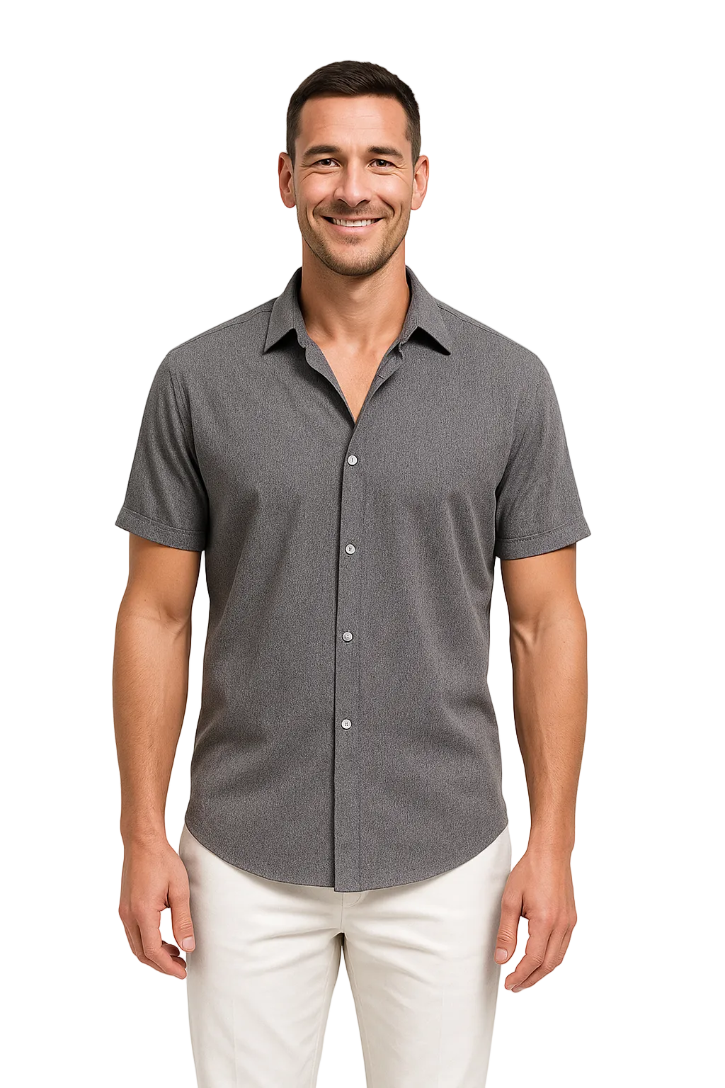Chemise droite pour homme en gris uni