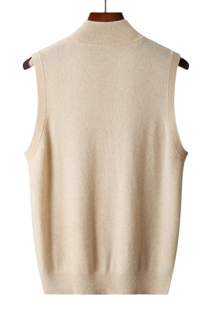 Gilet homme sans manches beige clair en maille fine