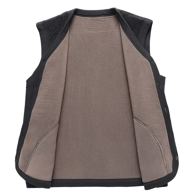 Gilet homme sans manches foncé matelassé à encolure en V