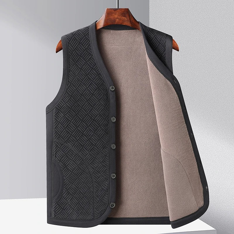 Gilet homme sans manches foncé matelassé à encolure en V
