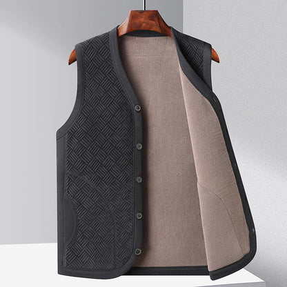 Gilet homme sans manches foncé matelassé à encolure en V