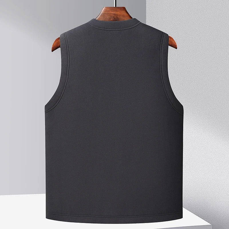 Gilet homme sans manches foncé matelassé à encolure en V
