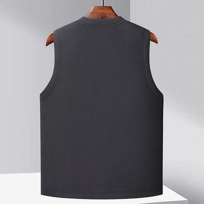 Gilet homme sans manches foncé matelassé à encolure en V