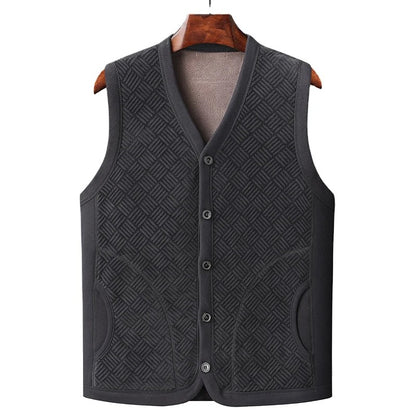 Gilet homme sans manches foncé matelassé à encolure en V