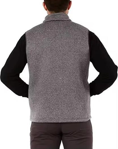 Gilet homme sans manches gris chiné à col montant