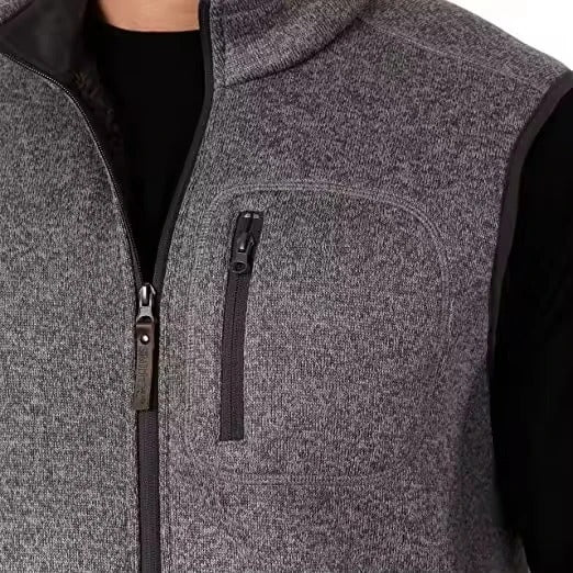 Gilet homme sans manches gris chiné à col montant
