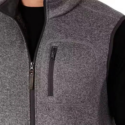Gilet homme sans manches gris chiné à col montant