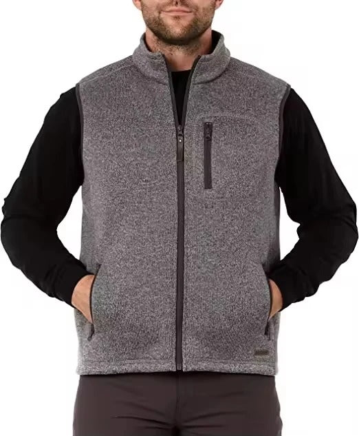 Gilet homme sans manches gris chiné à col montant