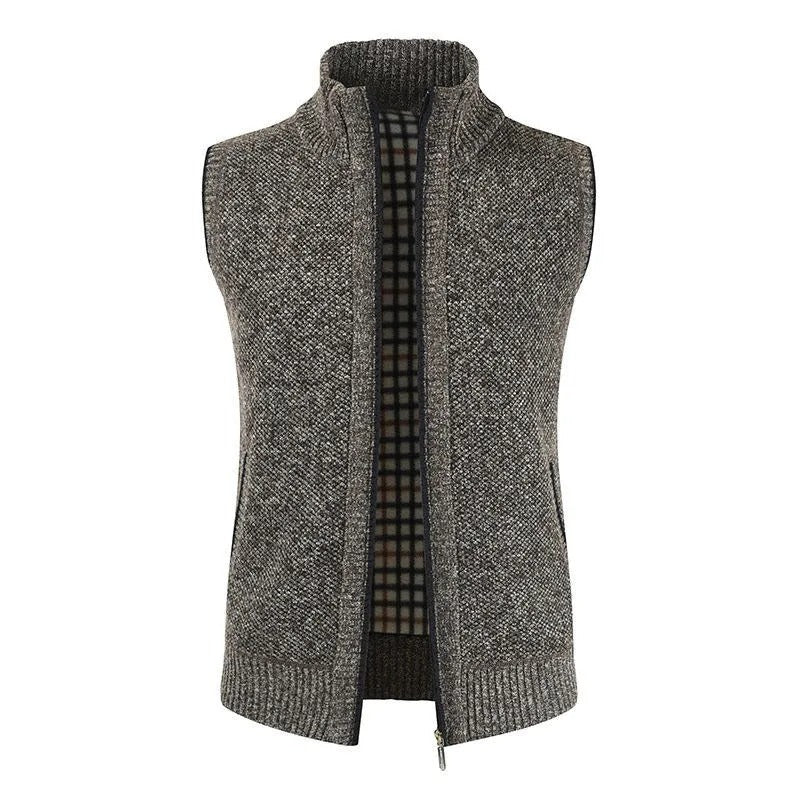 Gilet homme sans manches gris chiné en maille