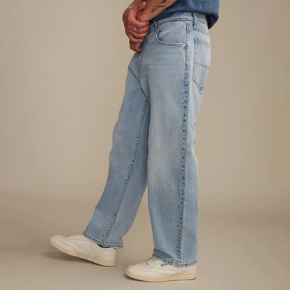 Jean homme bleu clair à taille haute et jambes amples