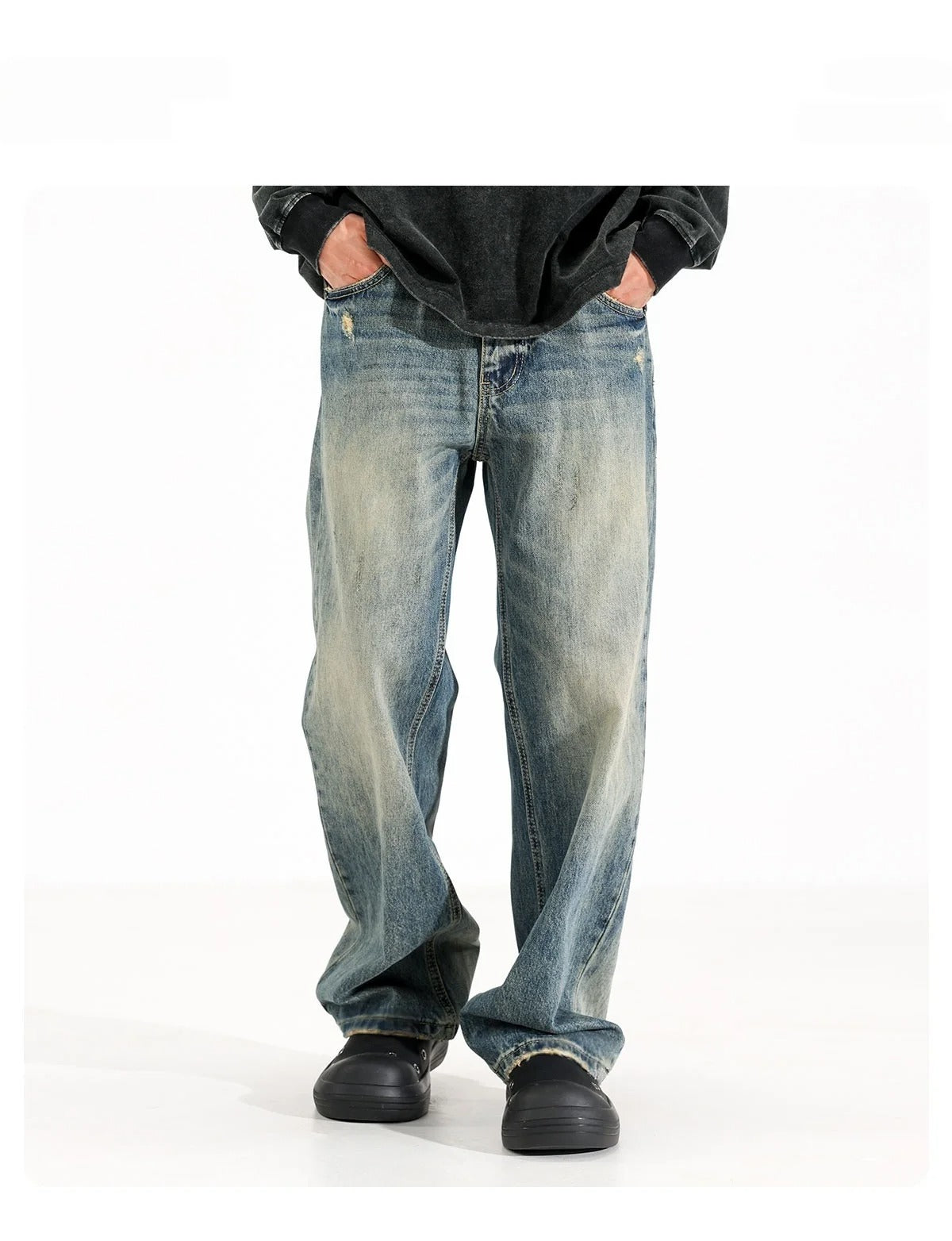 Jean homme bleu moyen à jambes amples