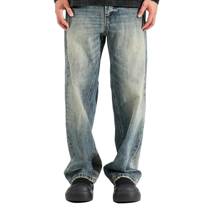 Jean homme bleu moyen à jambes amples