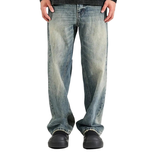 Jean homme bleu moyen à jambes amples