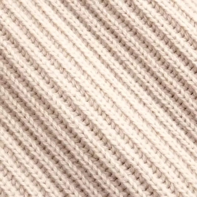 Pull homme crème clair en maille épaisse à col en V